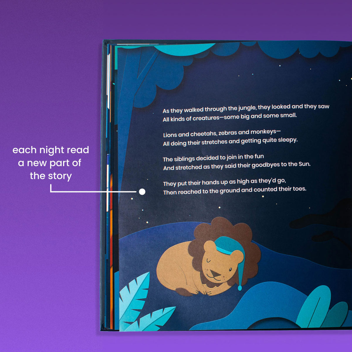 Scratch-off bedtime adventure page with hints, photo and memory space