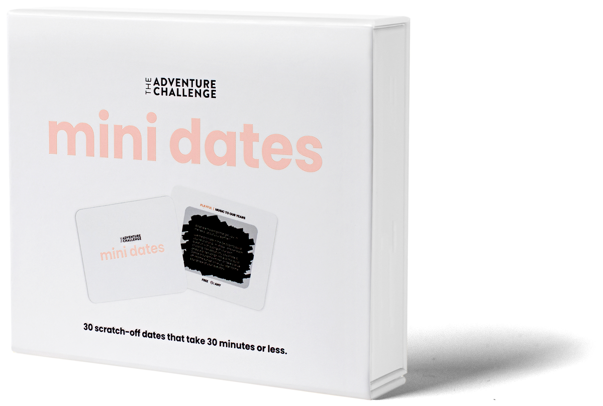The Adventure Challenge Mini Dates box of 30 scratch-off dates